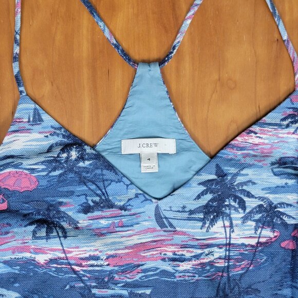 J. Crew Linen Blend Hawaiian Sunset Carrie Shift Mini Sun Dress - Size 4 - Picture 10 of 11